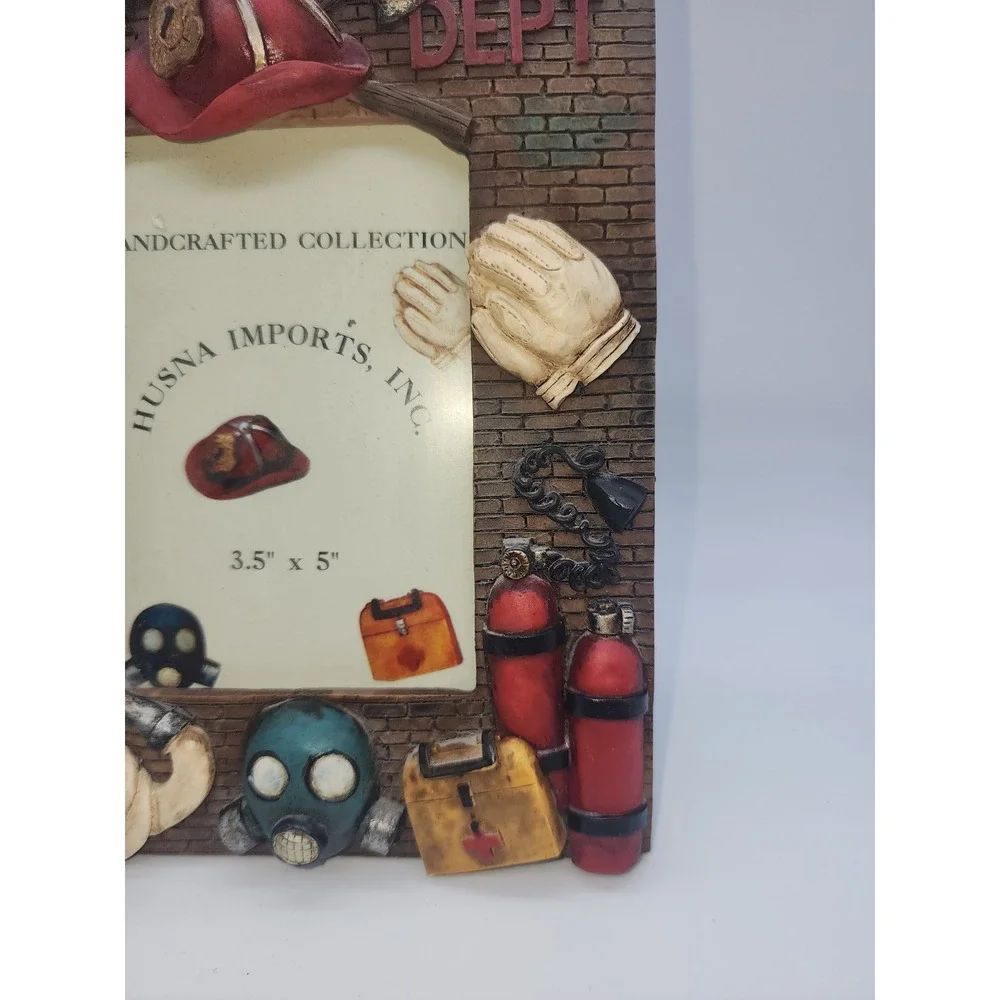 Husna Imports Fire Dept 3D Resin Picture Frame 3.5x5 Firefighter Gift